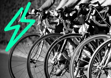 racing bikes and green performance marketing icon