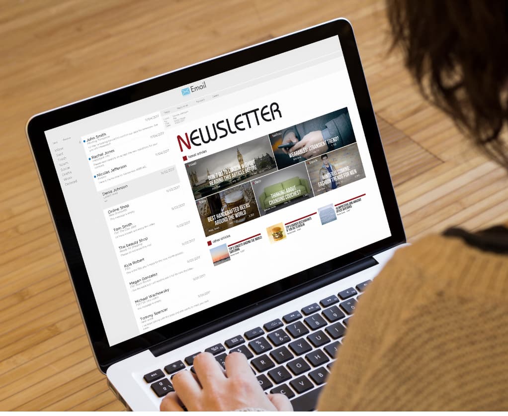 Newsletter auf Laptop