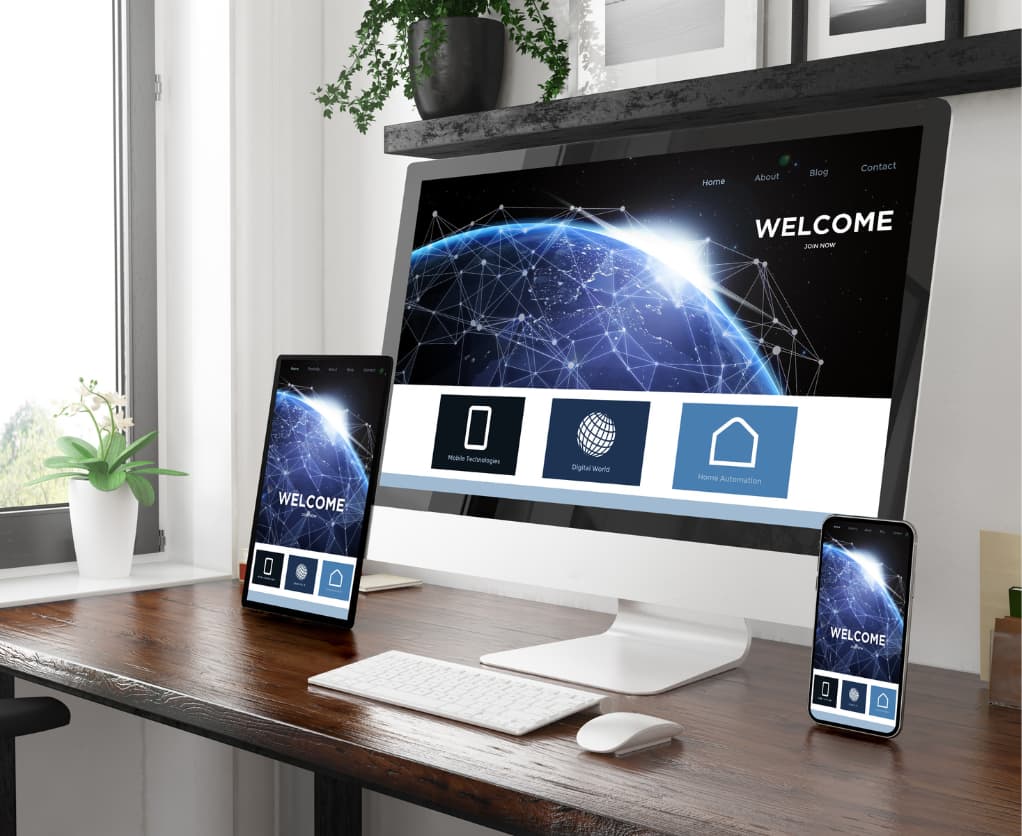 Landingpage auf Smartphone, Tablet und Computer.