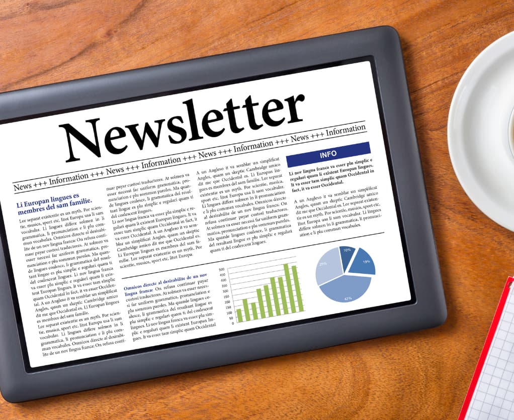 Newsletter auf Tablet