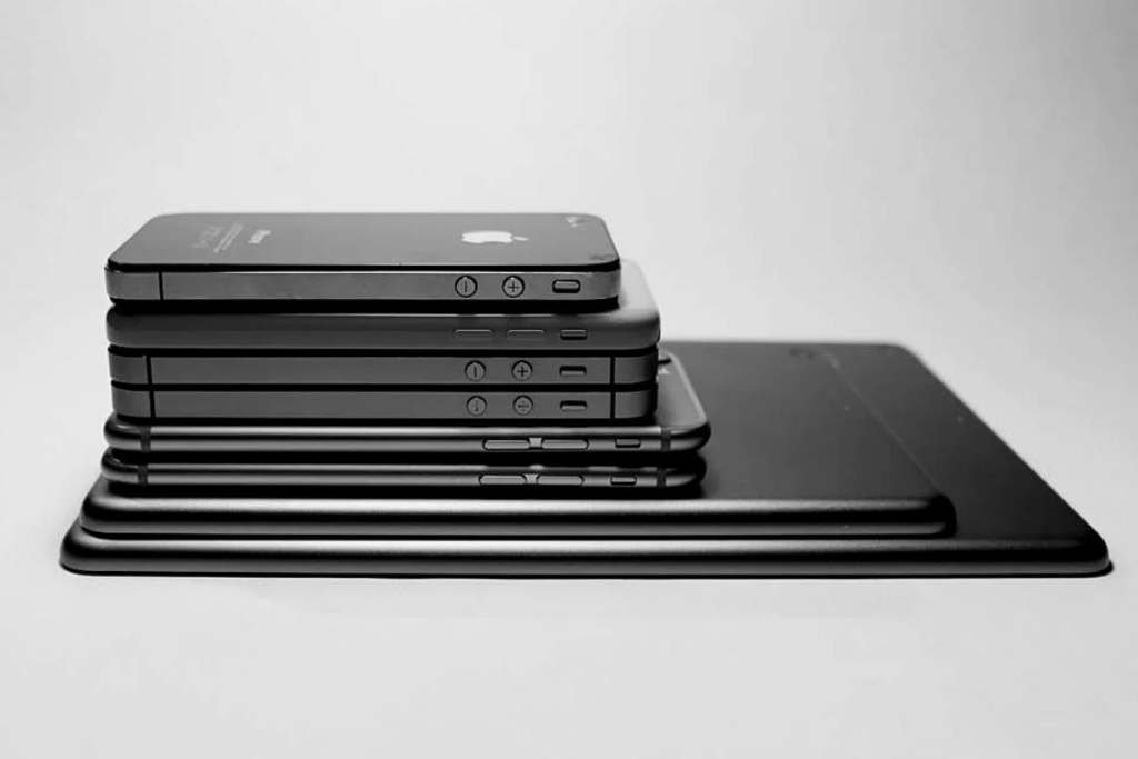 A stack of smartphones