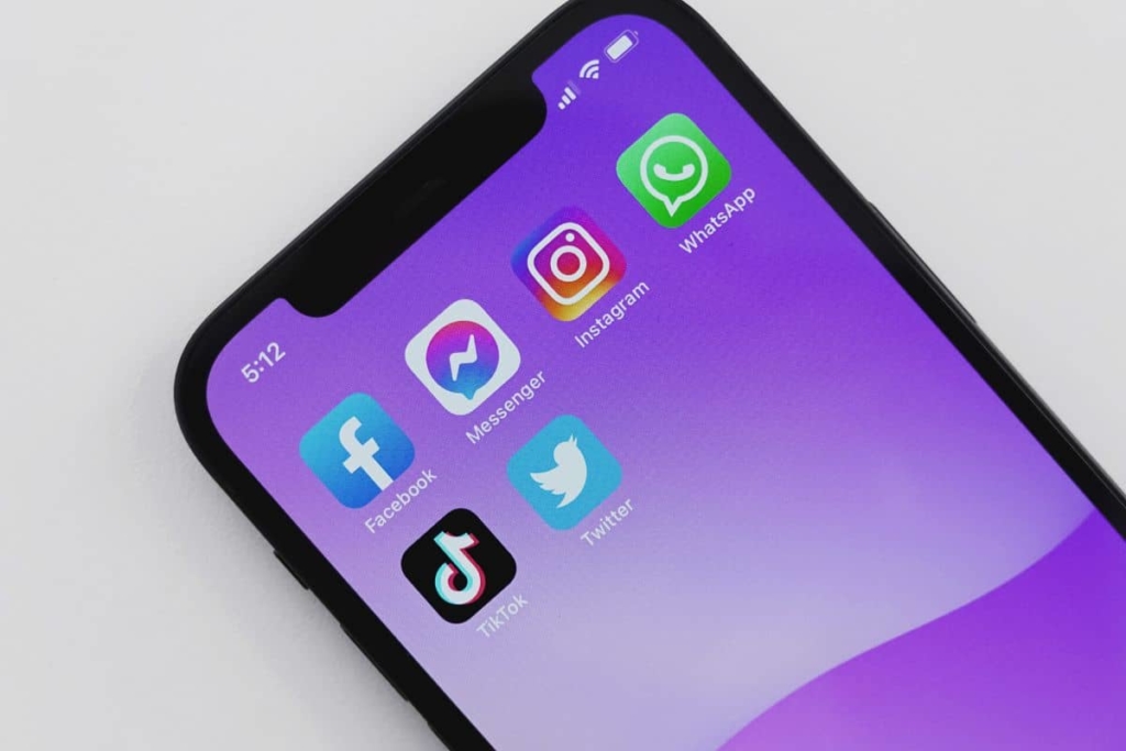 Social media apps on smartphone screen