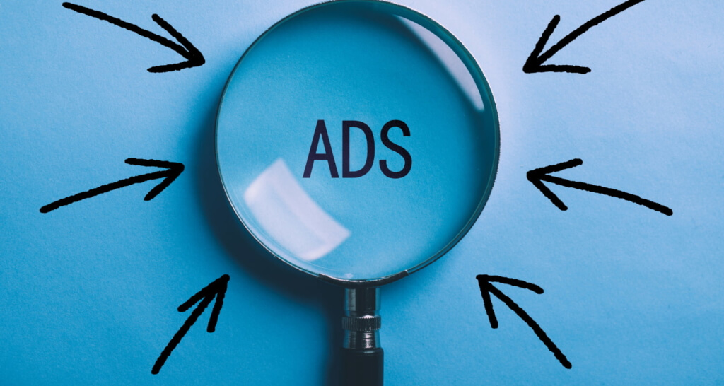 Magnifying glass with ADS in the middle