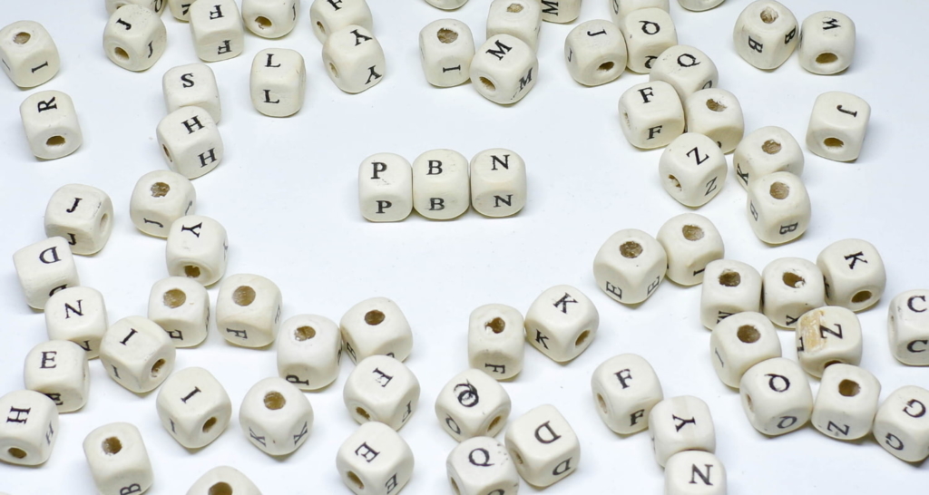 Cube with letters PBN