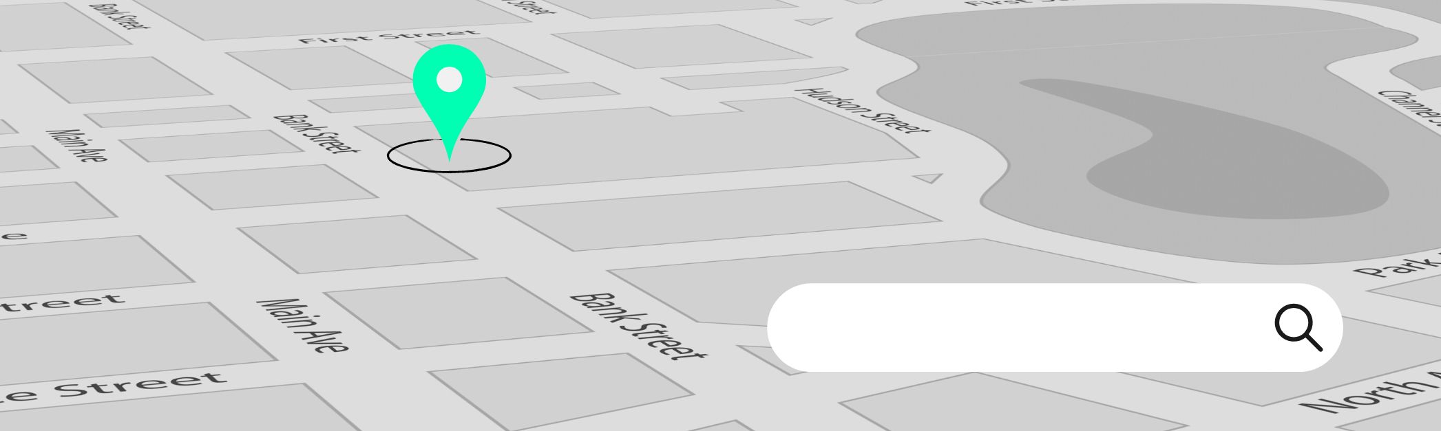 Local SEO - Karte mit Pin und Suchfeld