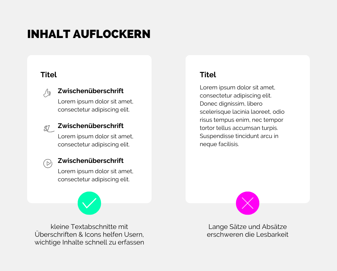 Inhalt auflockern - Do's und Dont's im UI Design