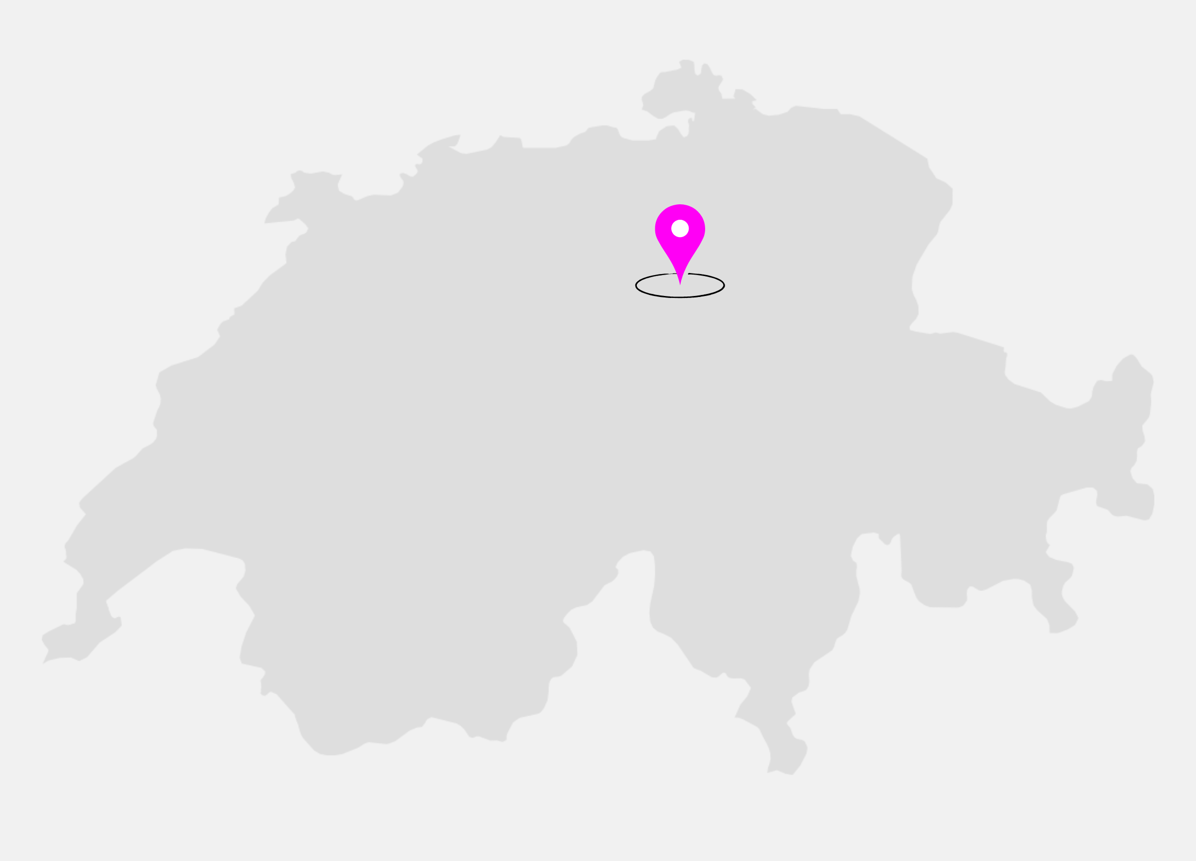 Schweizer Karte mit Pin bei Zug - Online Marketing Agentur