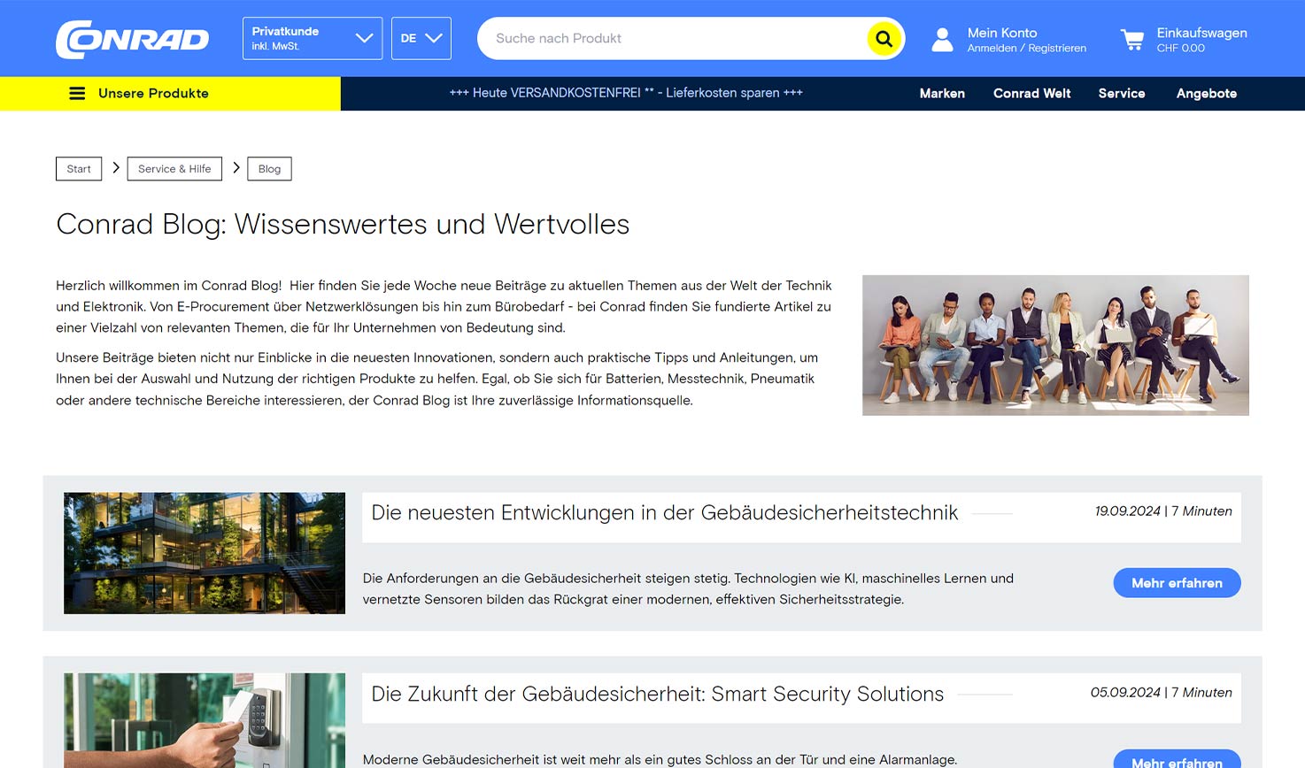 Screenshot vom Conrad Blog
