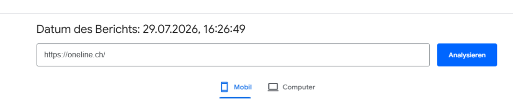 Pagespeed insights search bar 